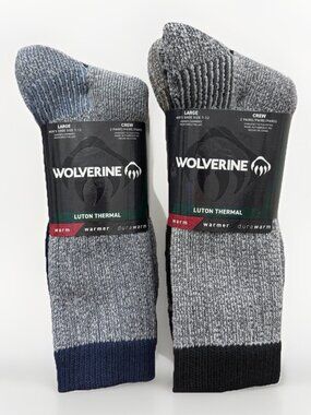 Wolverine Men's Luton Thermal Crew Socks size L/7-12 Wool 2 Packs of 2/4 Pairs